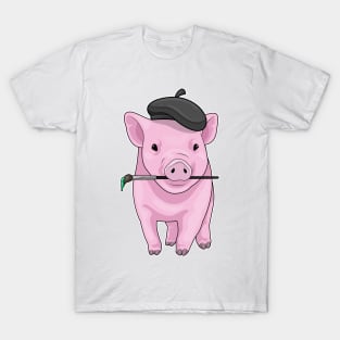 Pig Painter Paint brush T-Shirt